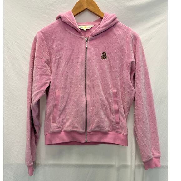 Teddy Fresh Baby Pink Velour Teddy Embossed Tracksuit Set Small Y2K Paris Hilton - Picture 3 of 8